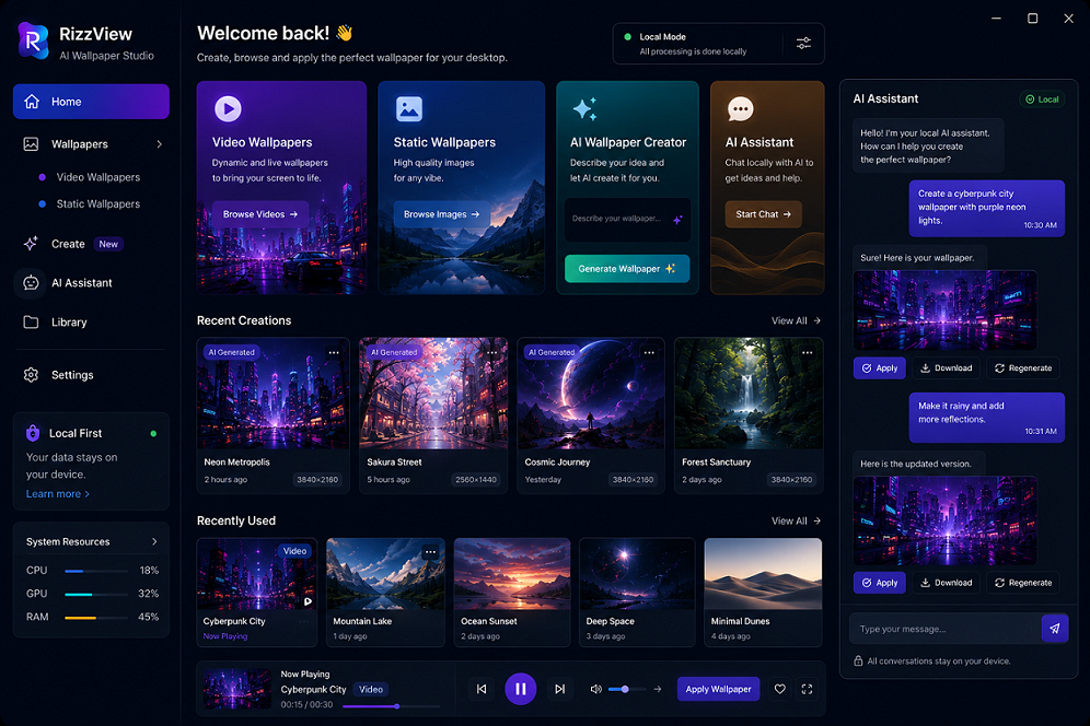 RizzView desktop app preview
